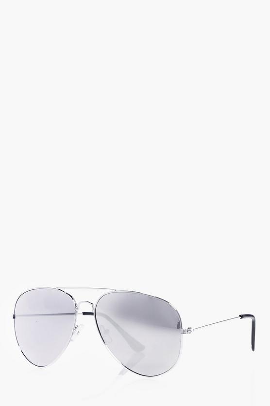 Silver Frame Aviator Sunglasses